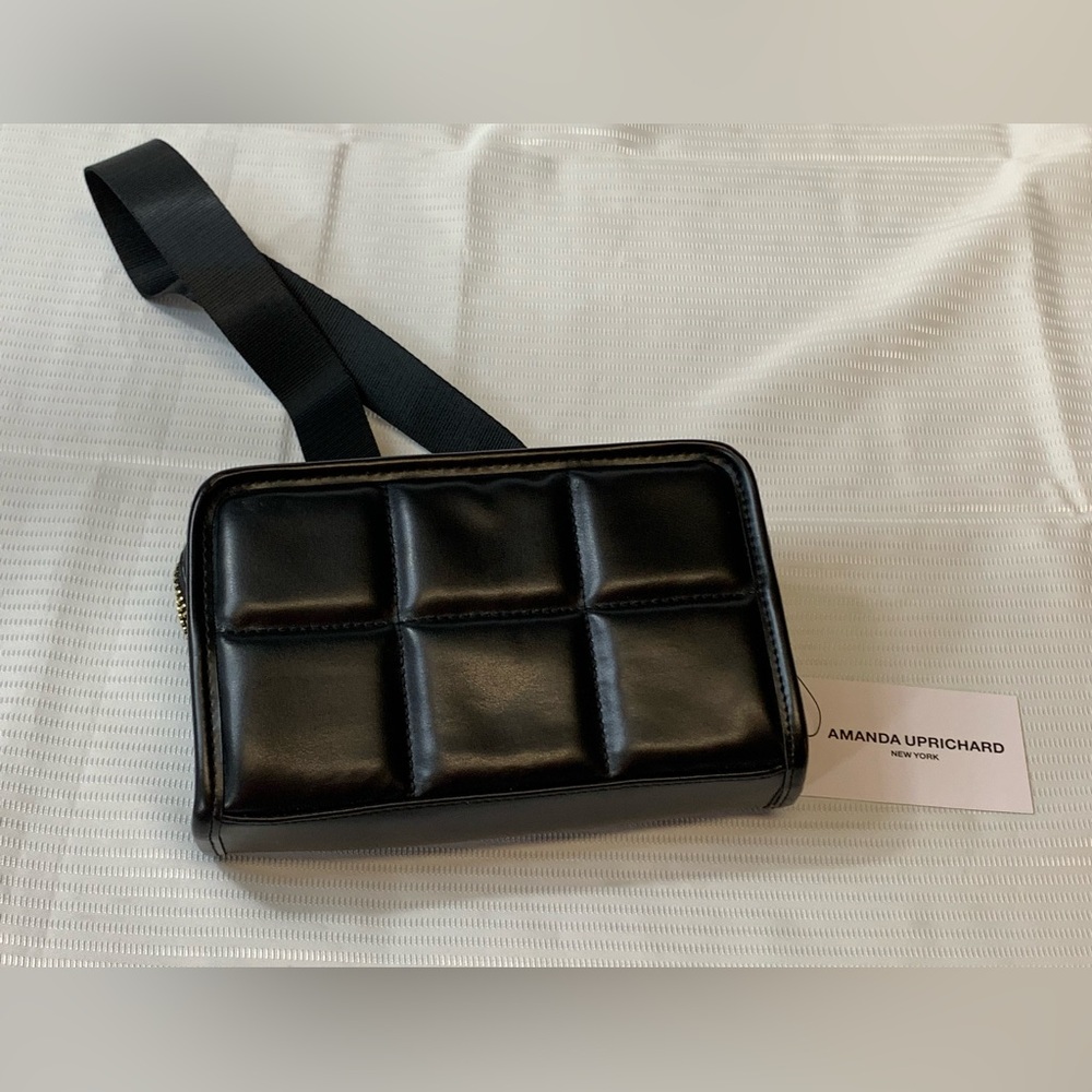 Amanda Uprichard Quilted Vegan Leather Fanny Pack W Gold Zippers. NWT